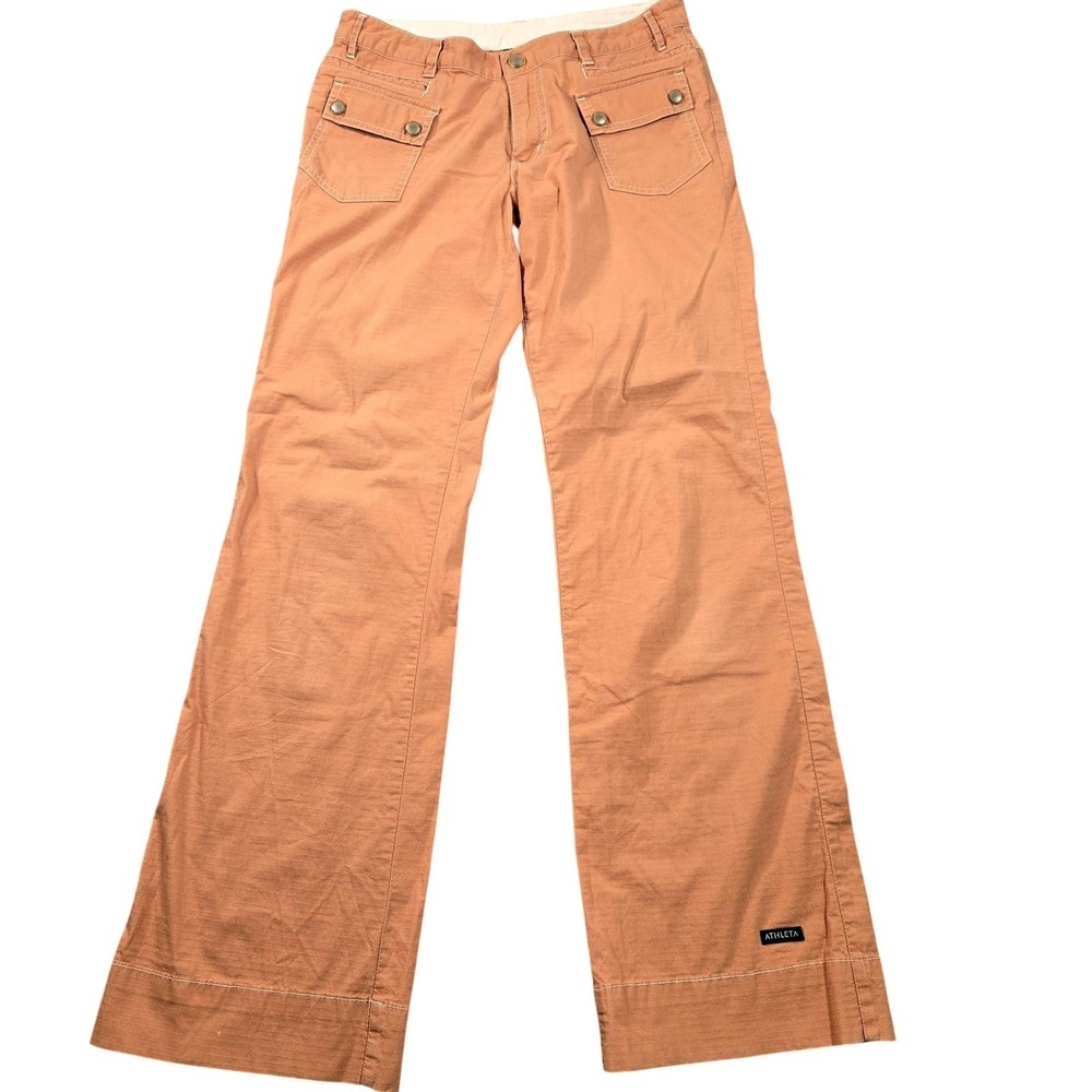 Athleta Pants Womens 6 Brown Khaki Straight Leg Stretch Utility Pockets 33065